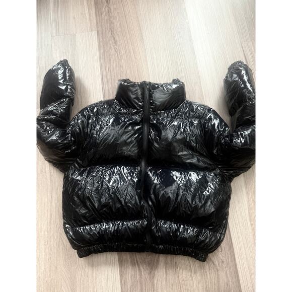 Women’s Quilted Metallic Cropped Puffer Jacket Size M/6 - Picture 4 of 7